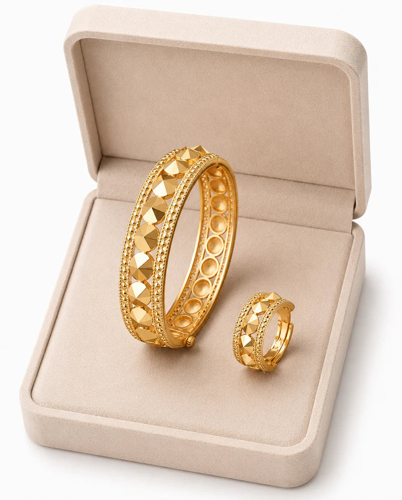 Studded Gold Bangle Set