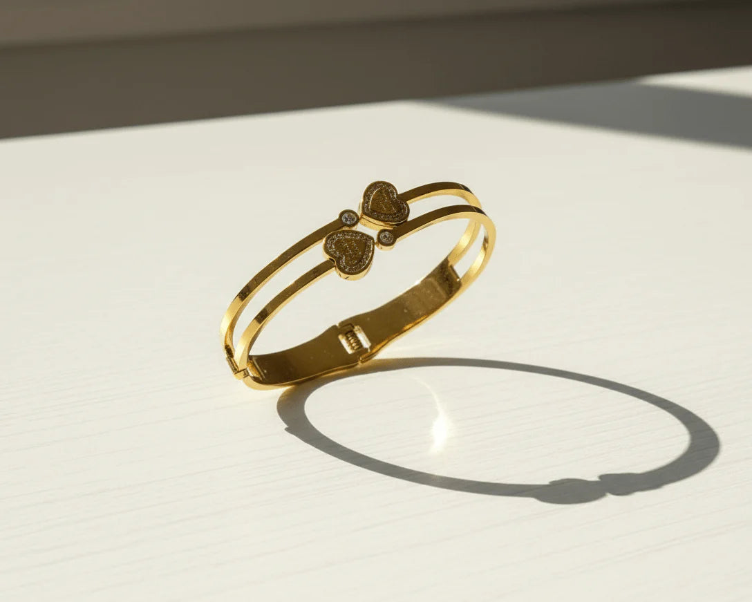 Double Heart Crystal Bangle