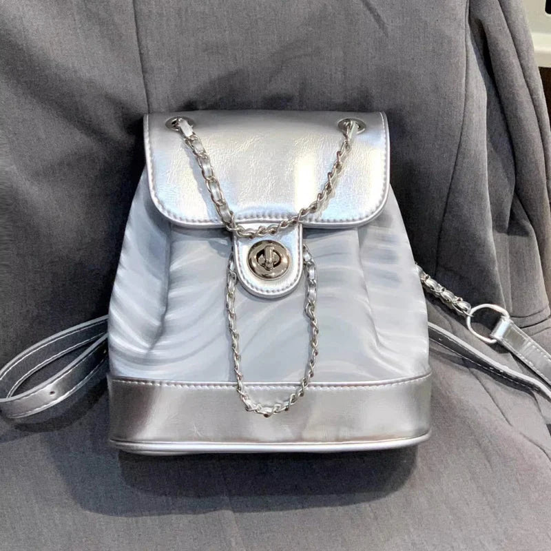 Chain Backpack Women's Water Ripple Fashion