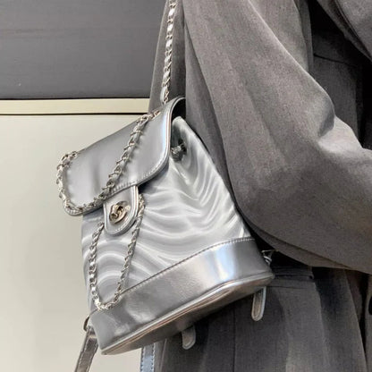 Chain Backpack Women's Water Ripple Fashion