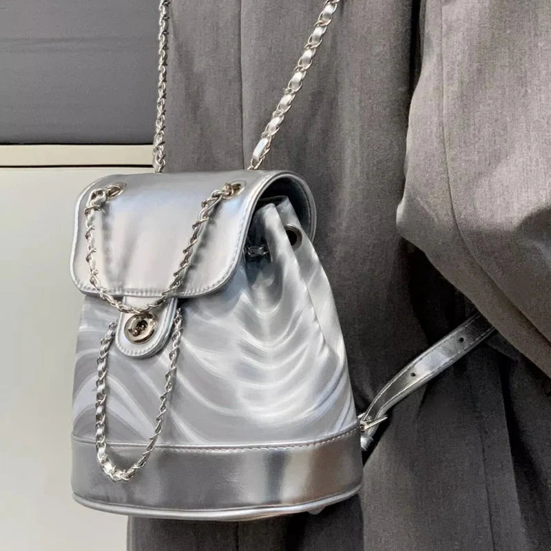 Chain Backpack Women's Water Ripple Fashion