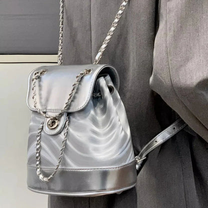 Chain Backpack Women's Water Ripple Fashion