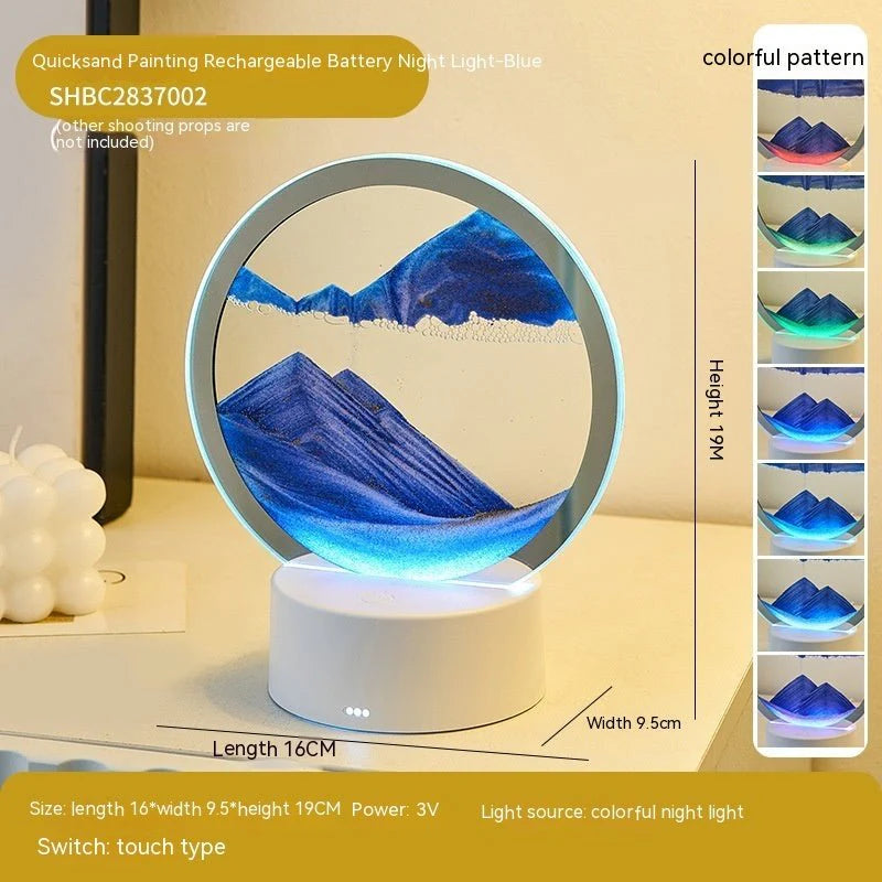 Round Flowing Sand Art Lamp