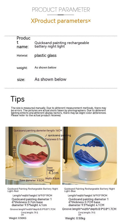 Round Flowing Sand Art Lamp