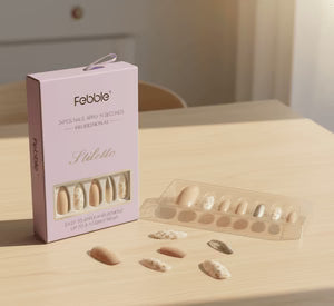 Febble - Nude Floral Gold Mix Press-On Nails