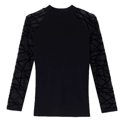 Spring New Arrival Lace-spliced Flocking Slim-fit